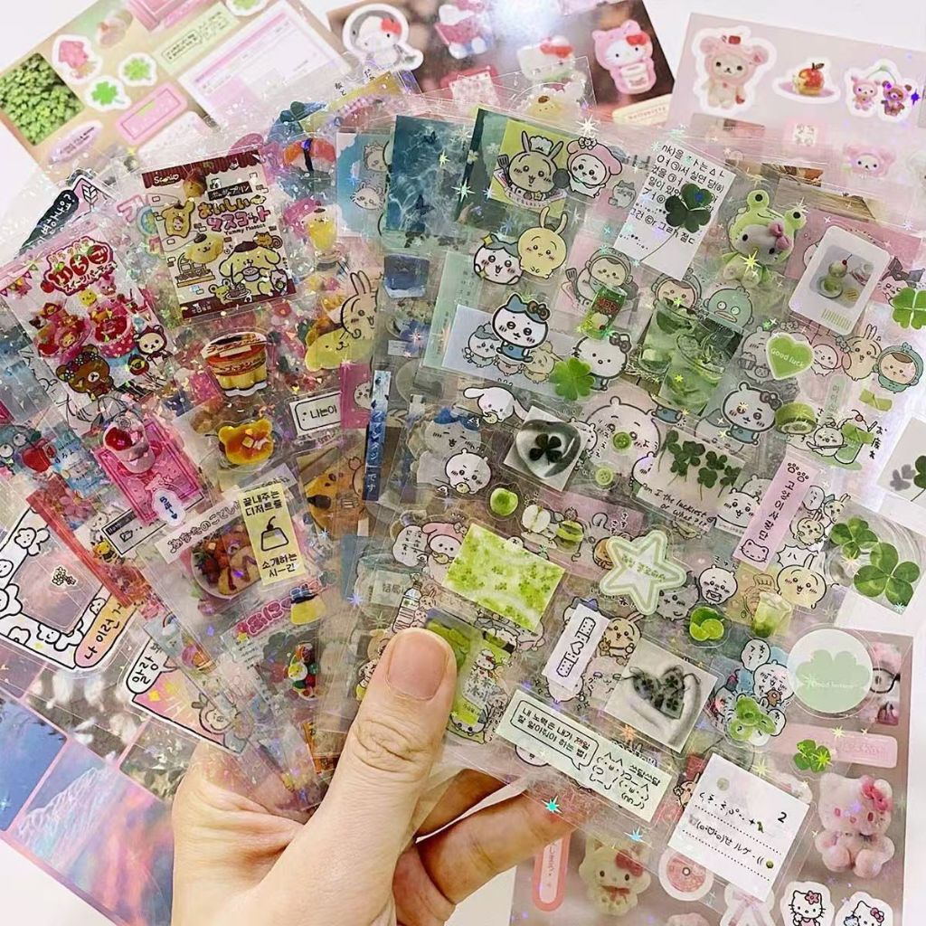 3/5/10pcs Flash Film Sticker PET Transparent Shiny Four Leaf Clover ...