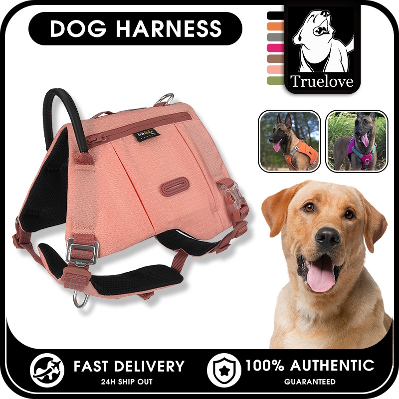 TRUELOVE Breathable Dog Walking Harness Adjustable Dog Vest Reflective with  Storage Pocket Easy Control Soft Handle Durable Buckle for Dog