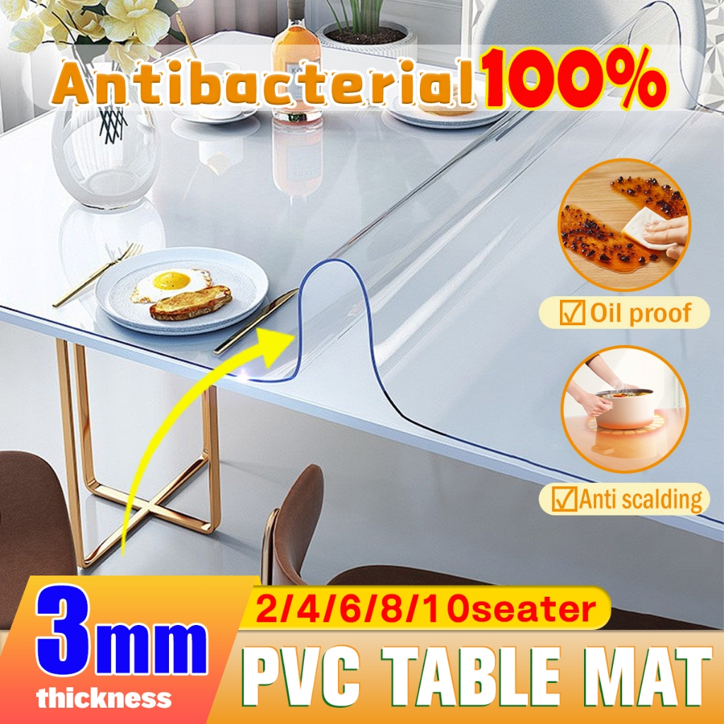 412 Seater PVC Tablecloth Transparent Waterproof Table Cover 3mm Thick