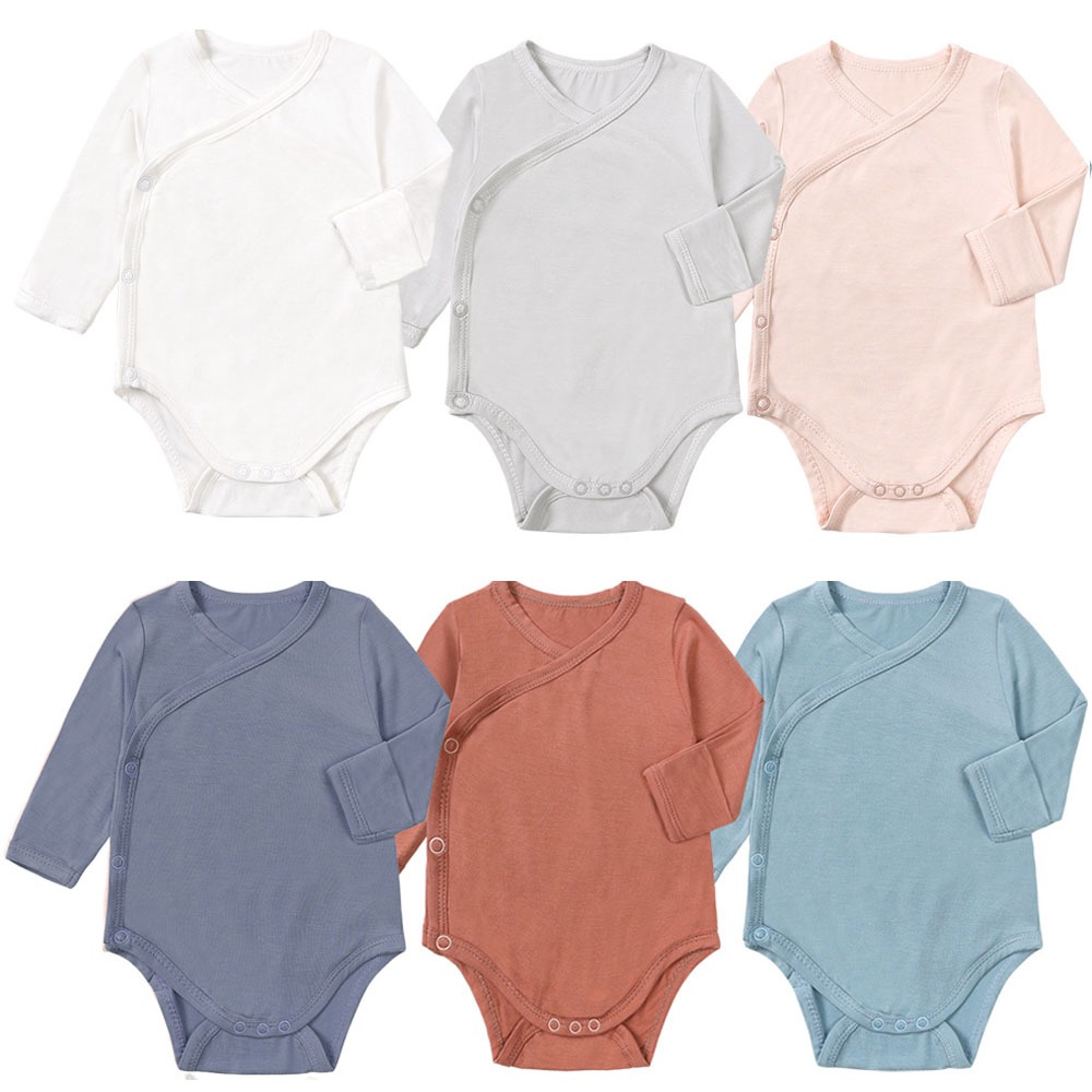 100% Bamboo FiberBaby Girls Clothing Jumpsuit Newborn Baby Boys Romper Long  Sleeve Hand wrapped monk Romper 0-24 Months