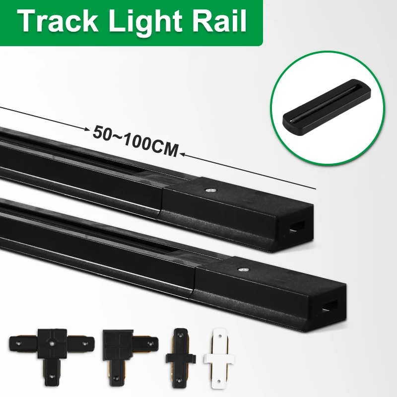 Track Bar For Track Light Rail Black White Connector Sirfaced Mounting ...