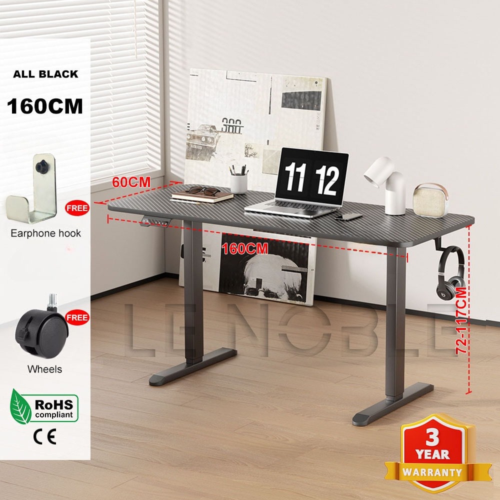 120/140/160CM Height Adjustable Standing Desk Automatic Lift Table ...
