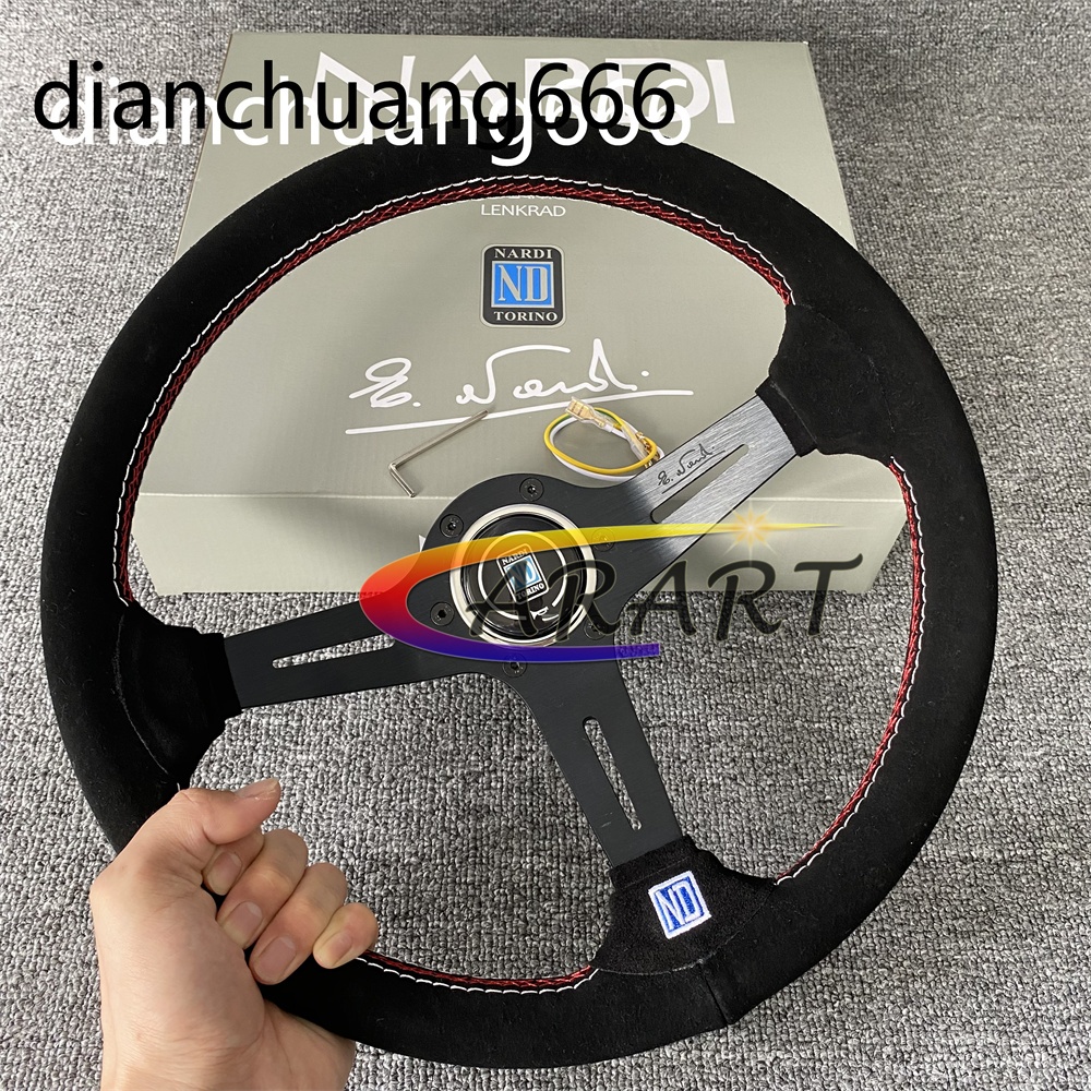 Nardi 14Inch Universal Racing Drift Steering Wheel Car ND Suede Leather ...
