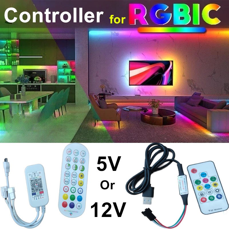 5V or 12V Controller for RGBIC LED Strip Light Smart Dimmer for Dream ...