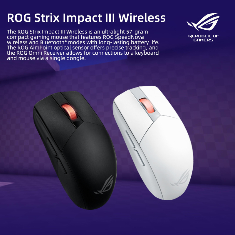 Asus ROG Strix Impact III Wireless Gaming Mouse, 36K DPI Sensor ...