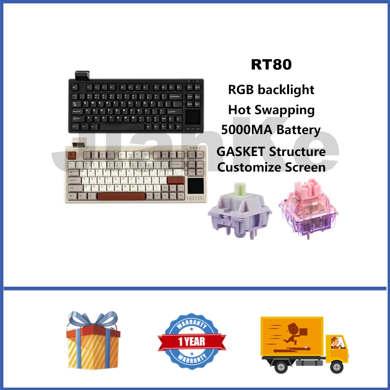 EPOMAKER RT80 Wireless Mechanical Keyboard 75% Hot swappable RGB GASKET ...