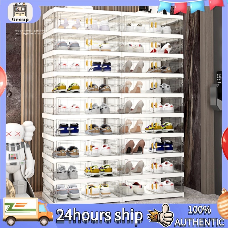 Transparent acrylic foldable shoe box sturdy storage box free of ...