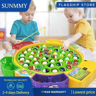 Larger Size Kids Fishing Game Toy Electric Music Rotating Catch Fish ...