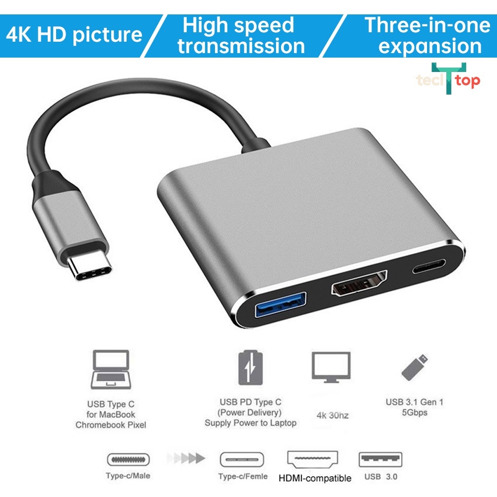 USB C to HDMI Adapter Type c OTG 3 in 1 Hub 4k HDMI PD Fast Charging ...