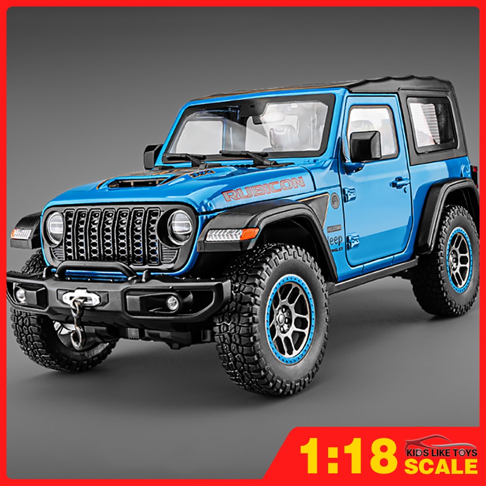 KLT 1:18 Jeep Wrangler Rubicon Metal Alloy Toys Car Model Diecast Vehicle  For Boys Kids Simulation Sound Light Effect Gift Hobbies Collection