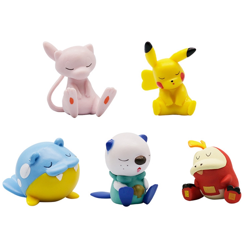 5Pcs/Set Anime Pokemon Figure Shoulder Rest Sleep Pikachu