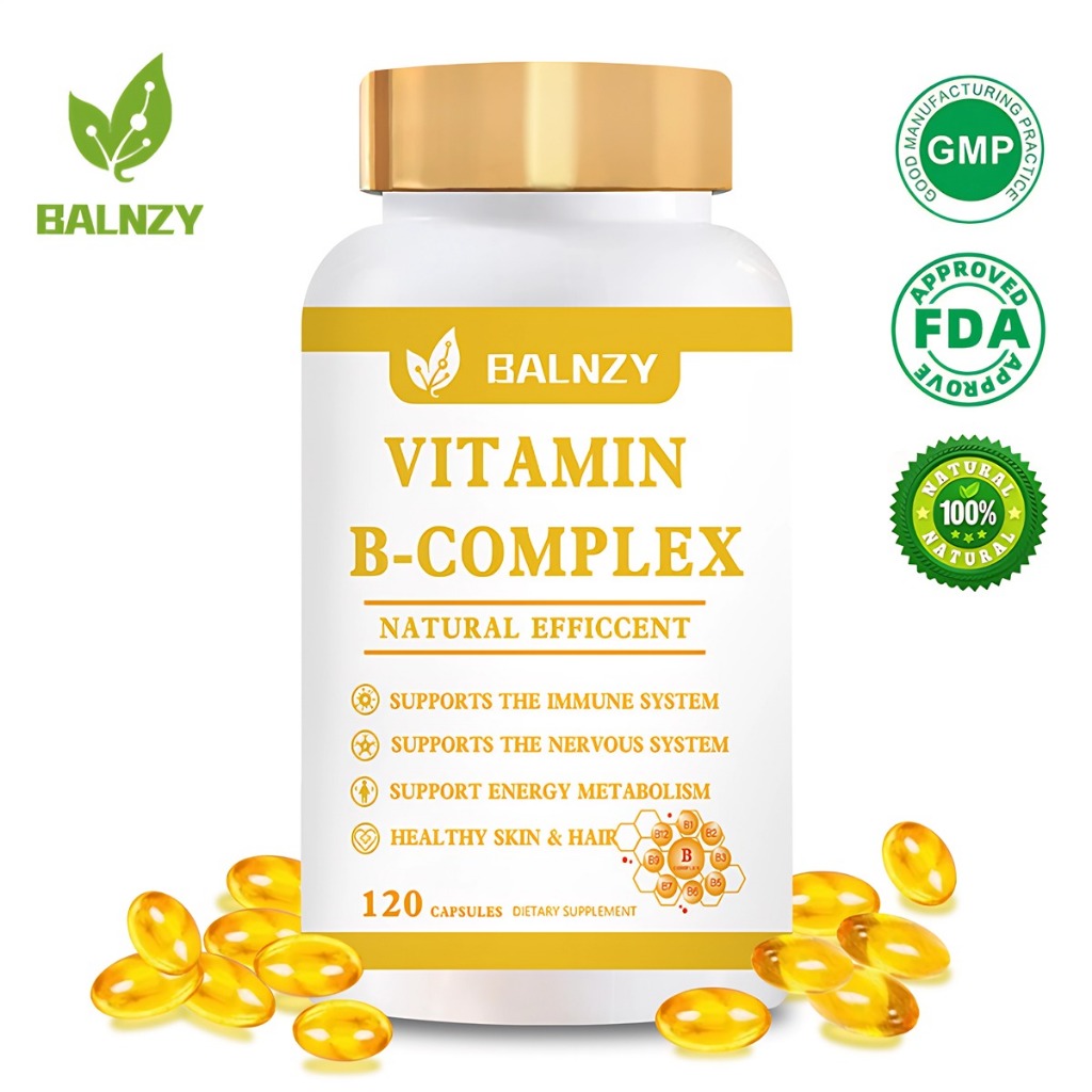 Balnzy Vitamin B Complex Capsules With B1 B2 B3 B5 B6 B7 B9 B12 For