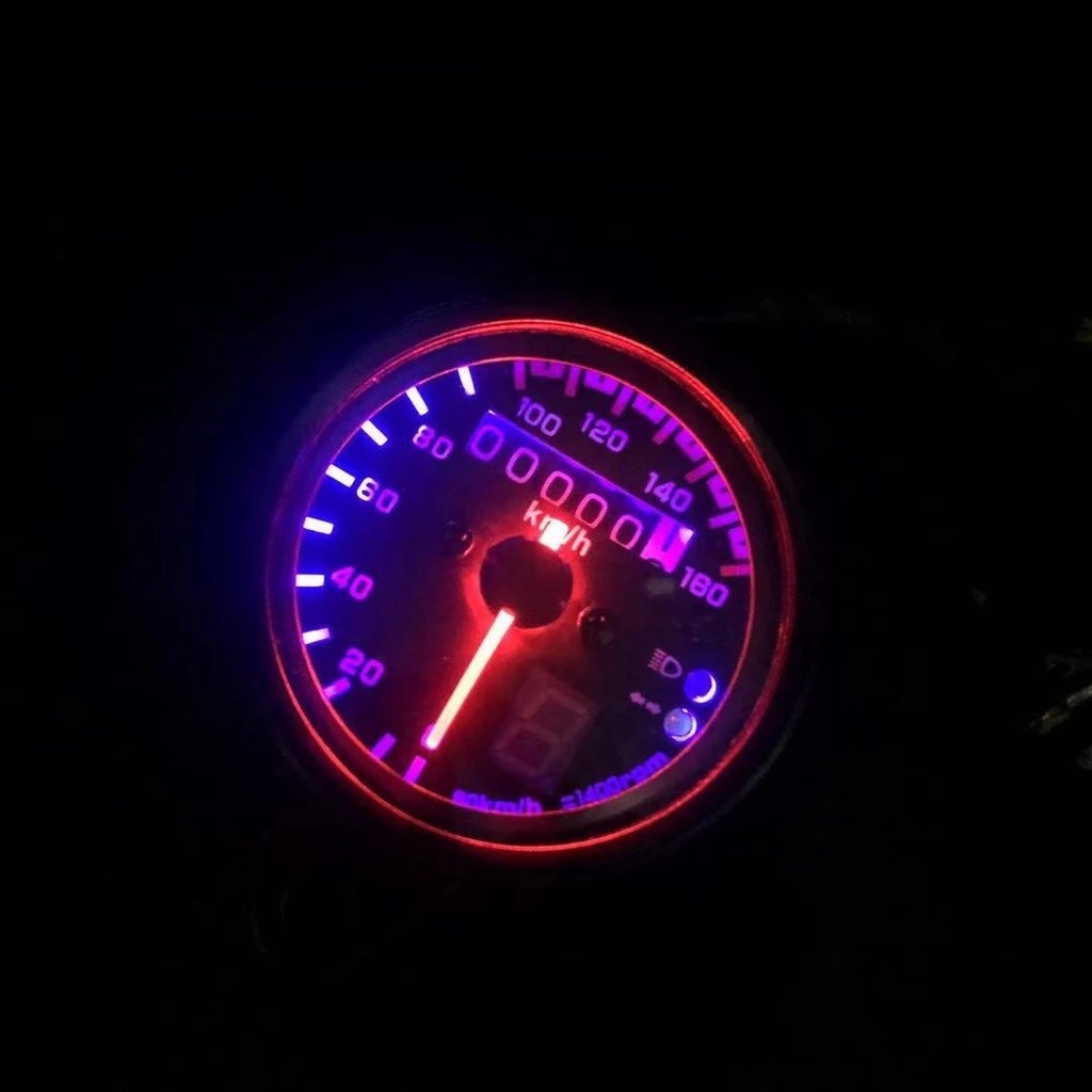 12V Motorcycle 0-160 Km/H Speedometer with LED Odometer ,Universal Cafe ...