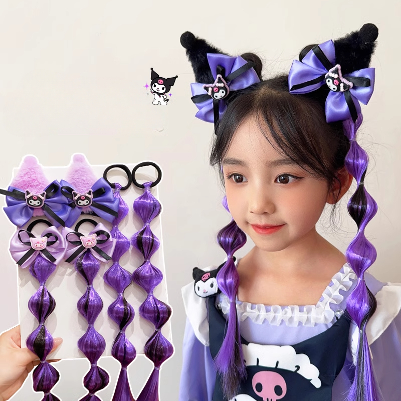 Crazy Hairstyle Japanese Children Kuromi Bow Wig Braids Bubble Twist ...