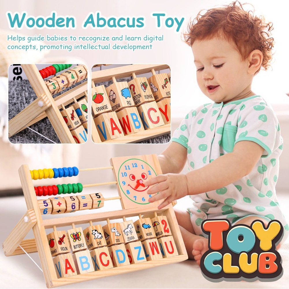 Kids Row Wooden Beads Abacus Count Frame Teaching Cartoon Calculating ...