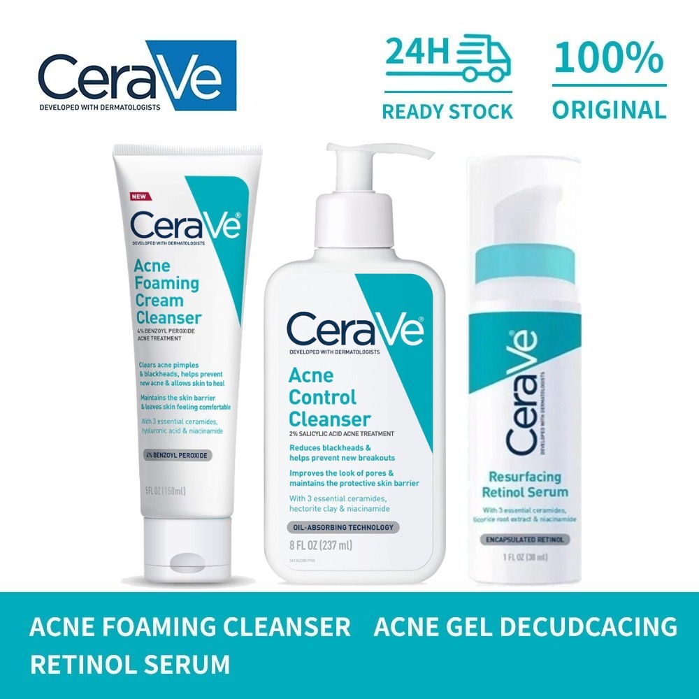 CeraVe Acne Control Cleanser 237ml |Resurfacing Retinol Serum 30ml ...