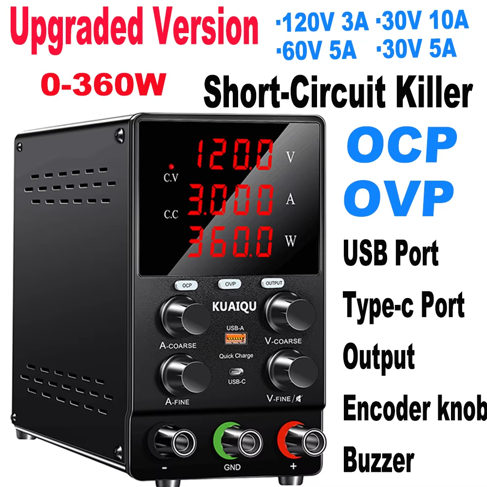 【One Year Warranty】KUAIQU Newest DC LAB Power Supply Adjustable 30V 5A