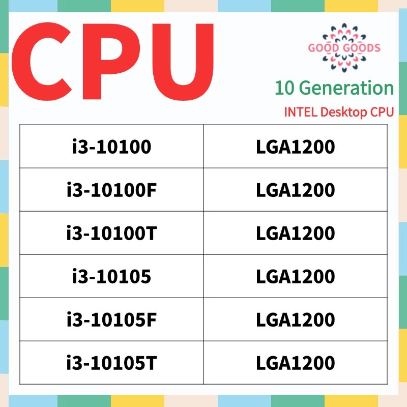 i3-10100 i3-10100F i3-10100T i3-10105 i3-10105F i3-10105T 10th ...