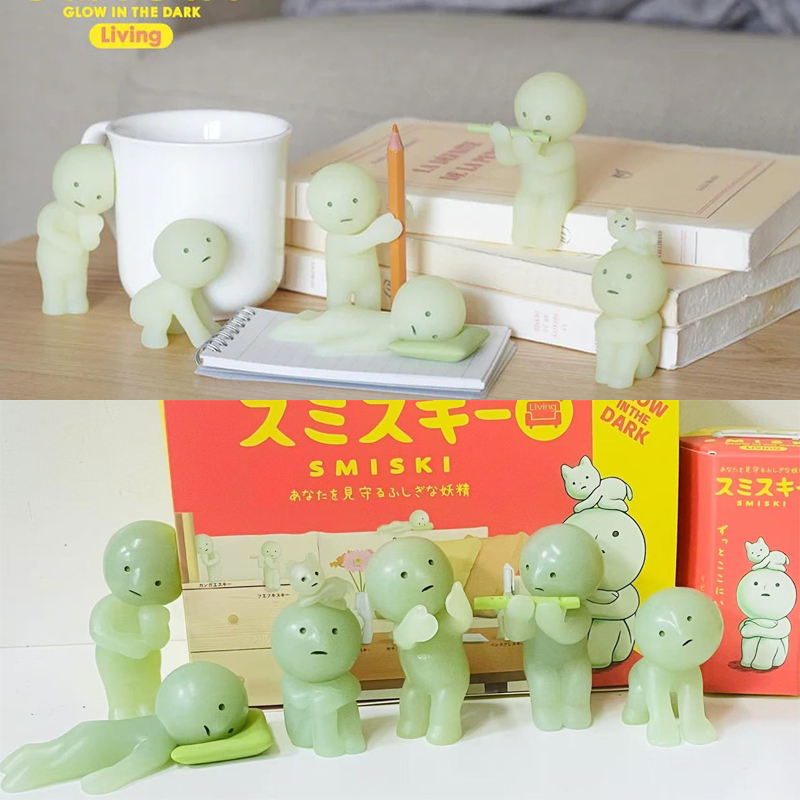 6pcs Complete Set smiski living Mini figure Blind Box Fluorescent ...