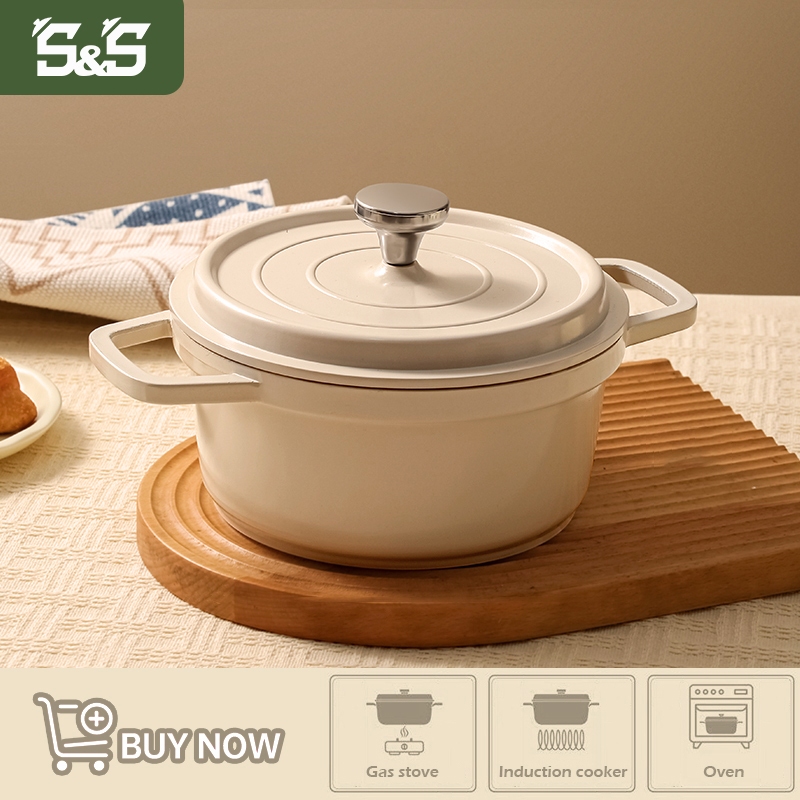 S&S 20/24cm Non-Stick Enamel Pot Dutch Oven Stew Pot Enamel Cookware ...