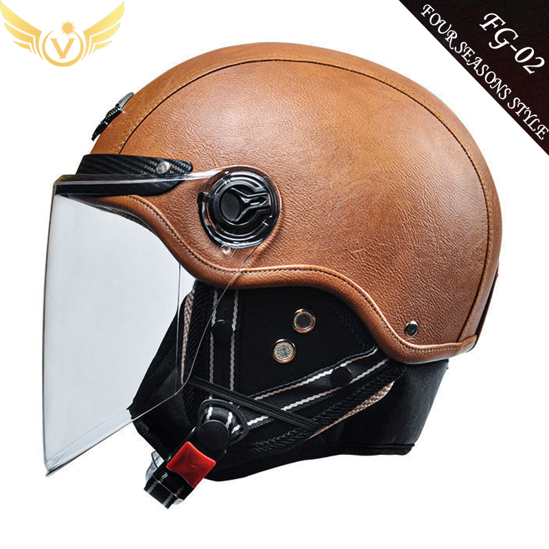 AD Retro Leather Helmet Motorcycle For Harley Motorcycle Helmet Men and Women Four Seasons Sunscreen Lightweight Boutique Helmet Shopee Philippines