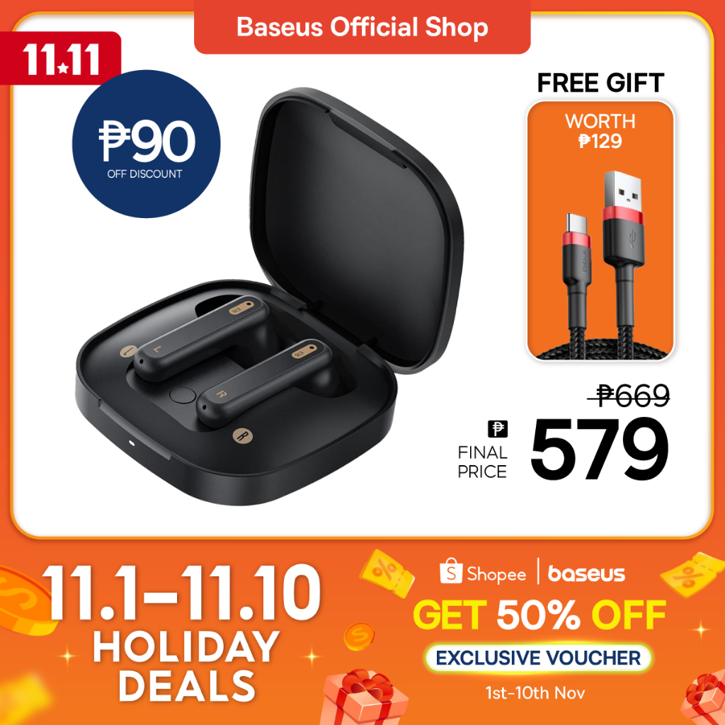 Baseus E16 True Wireless Earbuds TWS Bluetooth 5.3 with IPX4 Waterproof 30h Music Time Shopee Philippines