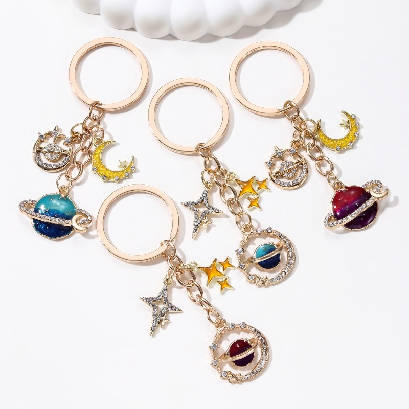 Pretty Star Moon Planet Enamel Space Keychain For Astronaut Friendship ...