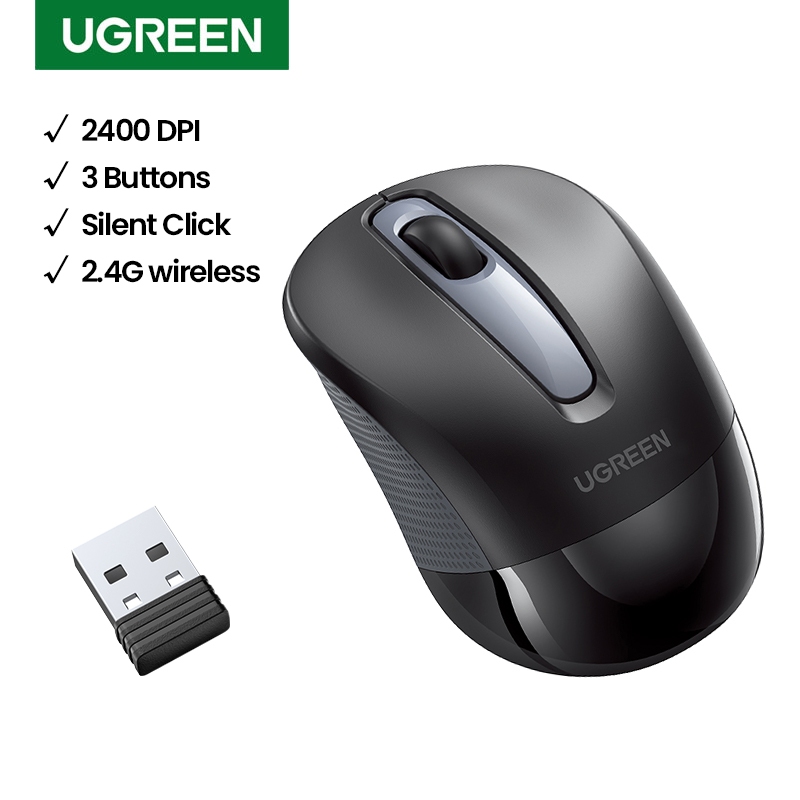 Ugreen Wireless Mouse Mute 2.4g 2400dpi Ergonomic Computer Office Mute ...