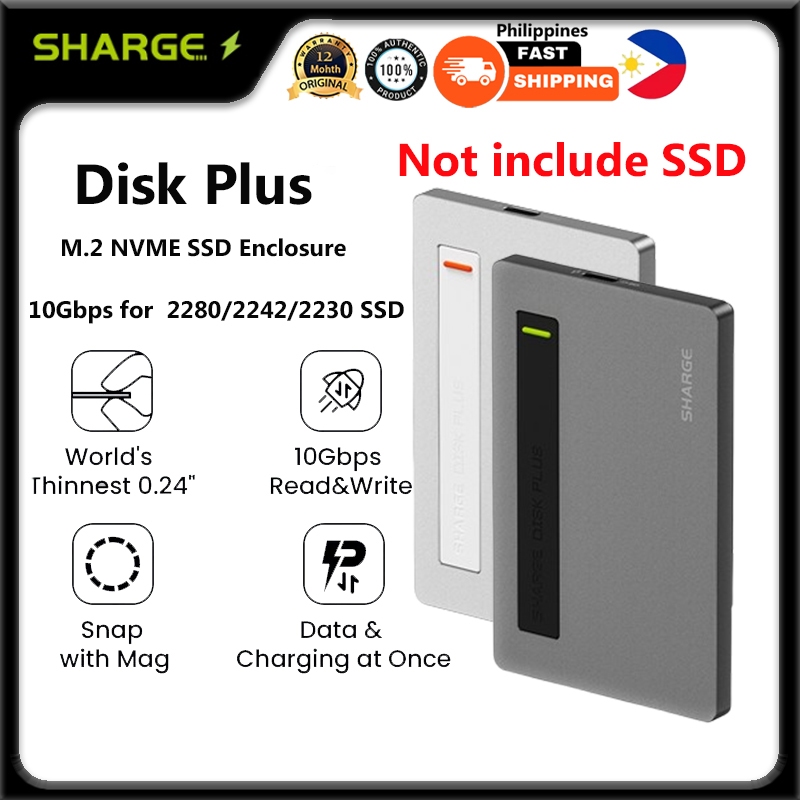 SHARGE Disk Plus M2 SSD Enclosure NVMe 4TB 10Gbps Case USB 3 2 Gen2 