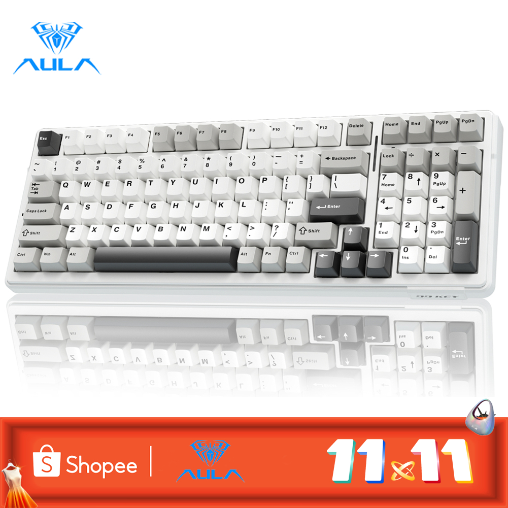 AULA F99 Mechanical Keyboard Customized 99 keys The Three Mode ...