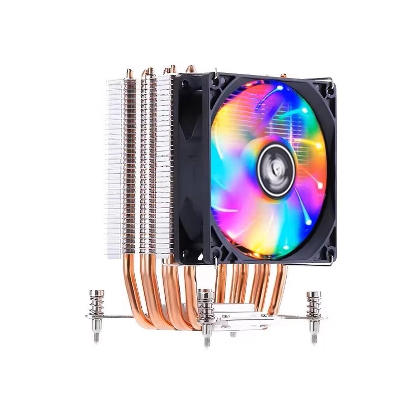 6 Heat Pipes Copper Tube CPU Cooler 4Pin PWM RGB PC Quiet LGA 2011 9cm ...