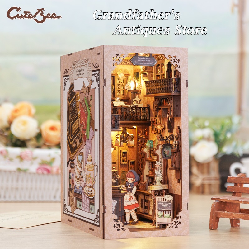 CUTEBEE DC01 DIY Book Nook Dollhouse Wooden Puzzle BookShelf Decor ...