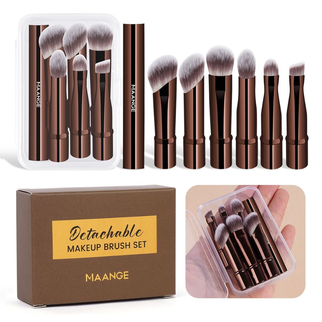 MAANGE 6 In 1 Makeup Brush With Detachable And Attachable Double-Head ...