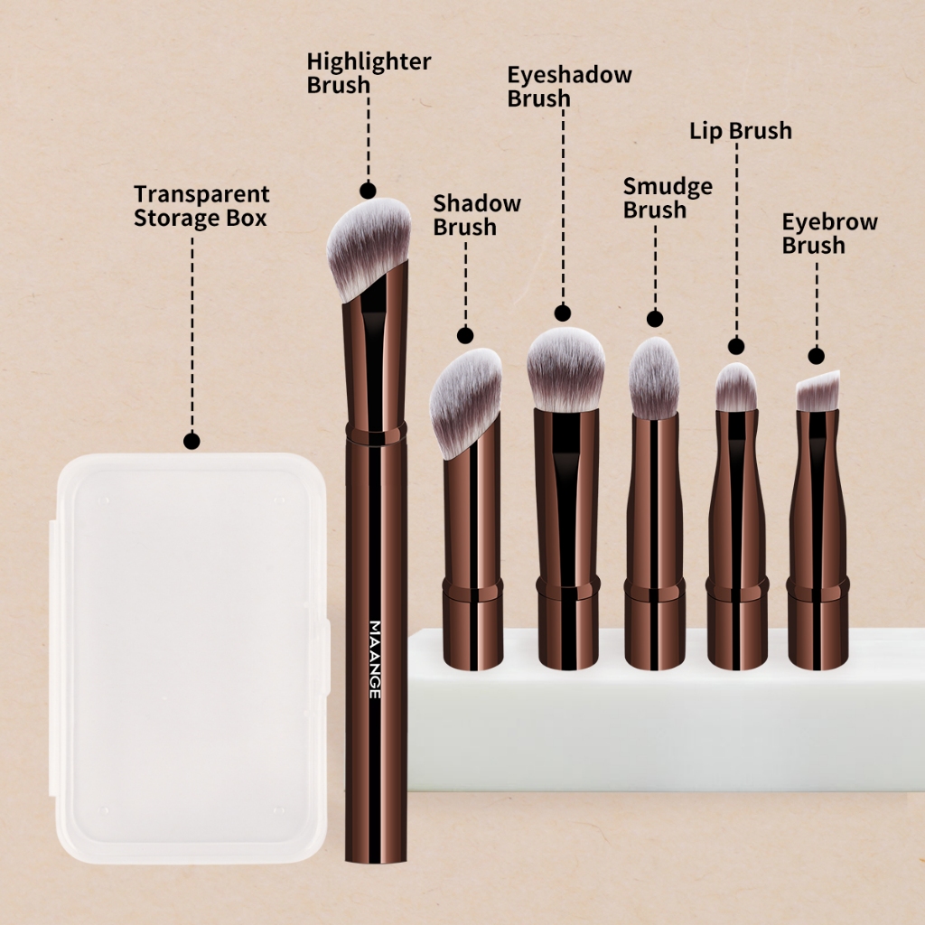 MAANGE 6 In 1 Makeup Brush With Detachable And Attachable Double-Head ...