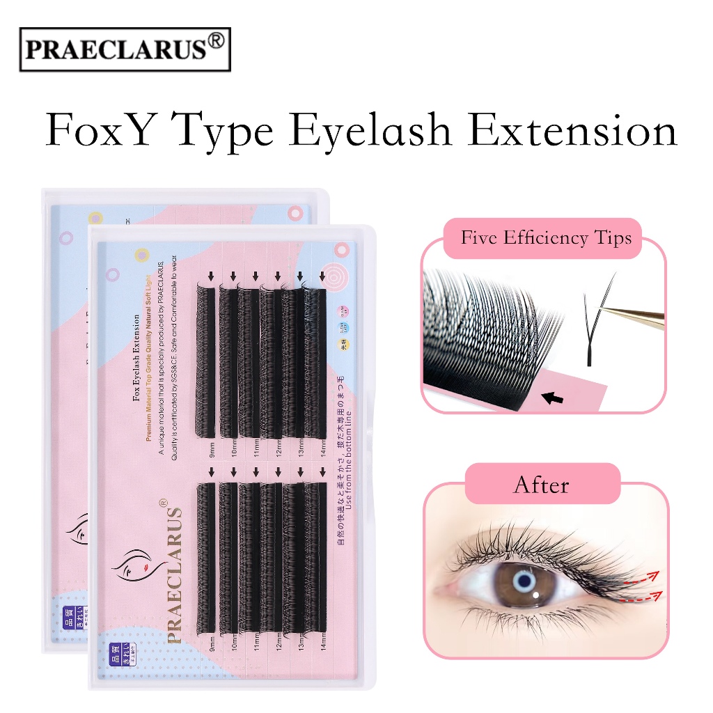 PRAECLARUS Fox Series Diagonal Flying Y Type Eyelash Extension ...