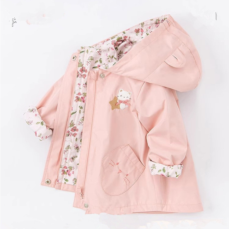 Girls' Coat Spring and Autumn New Sweet Children's Pink Coat Baby Cute ...