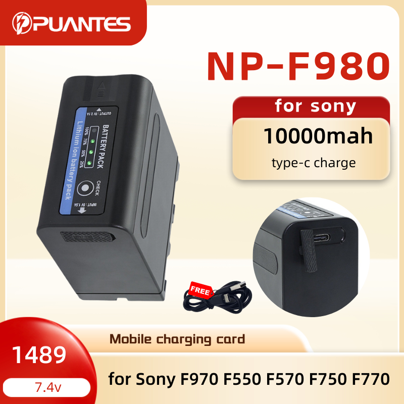 CITYORK 2 X 10800mAh NP-F980 Batterij, Accu voor Sony NP-F980 F970 F975 F960 F930 F770 F750 F730 F570 F550 F530 F330 Alle NP-F Accu's, voor Sony-camera's en camcorders, LED-videolampen[PD 20W