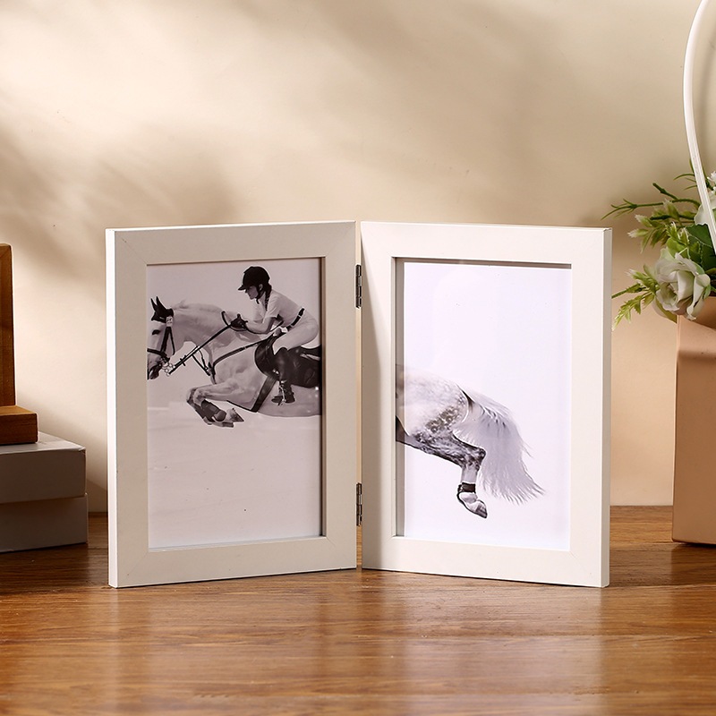 4x6 / 5x7 inch Double Picture Frame Wooden Hinged Photo Frame ...