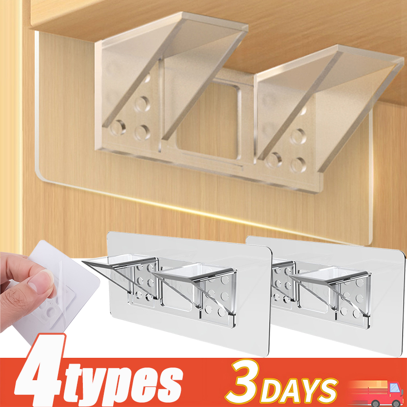 Kitchen Bedroom Closet Cabinet Shelf Support Clips Wall Hanger Sticker ...