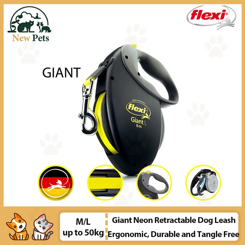 View of FLEXI Giant Neon Retractable Dog Leash (Tape), Ergonomic, Durable and ...