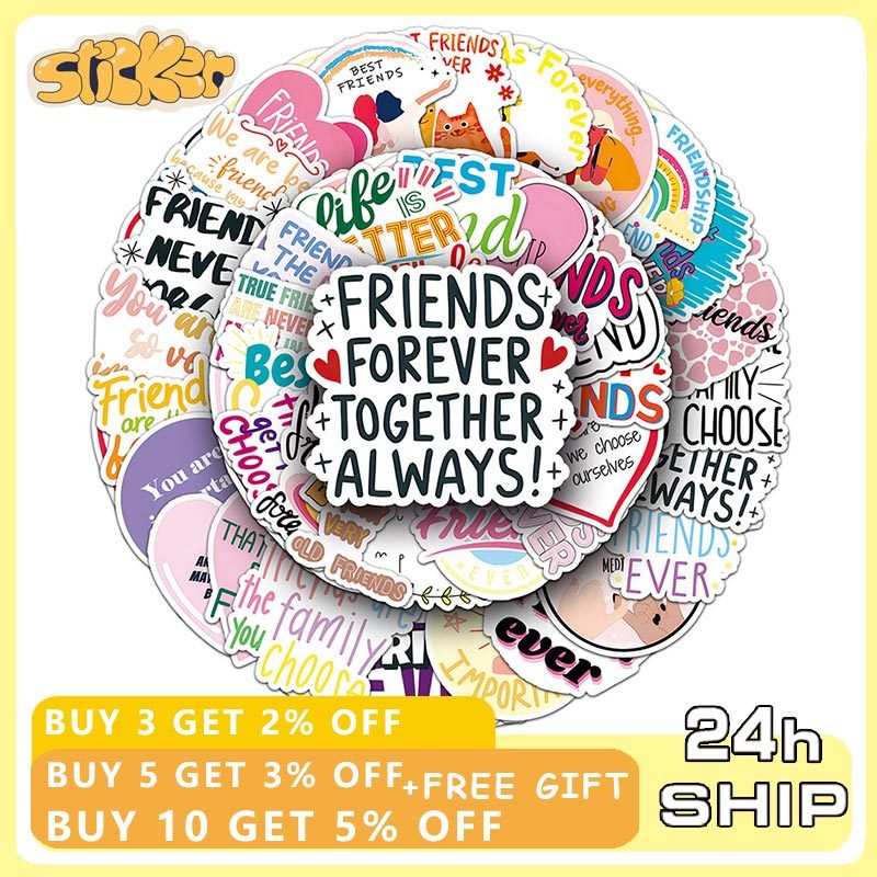 51pcs Friends Stickers Inspirational Phrases Friendship Cartoon ...