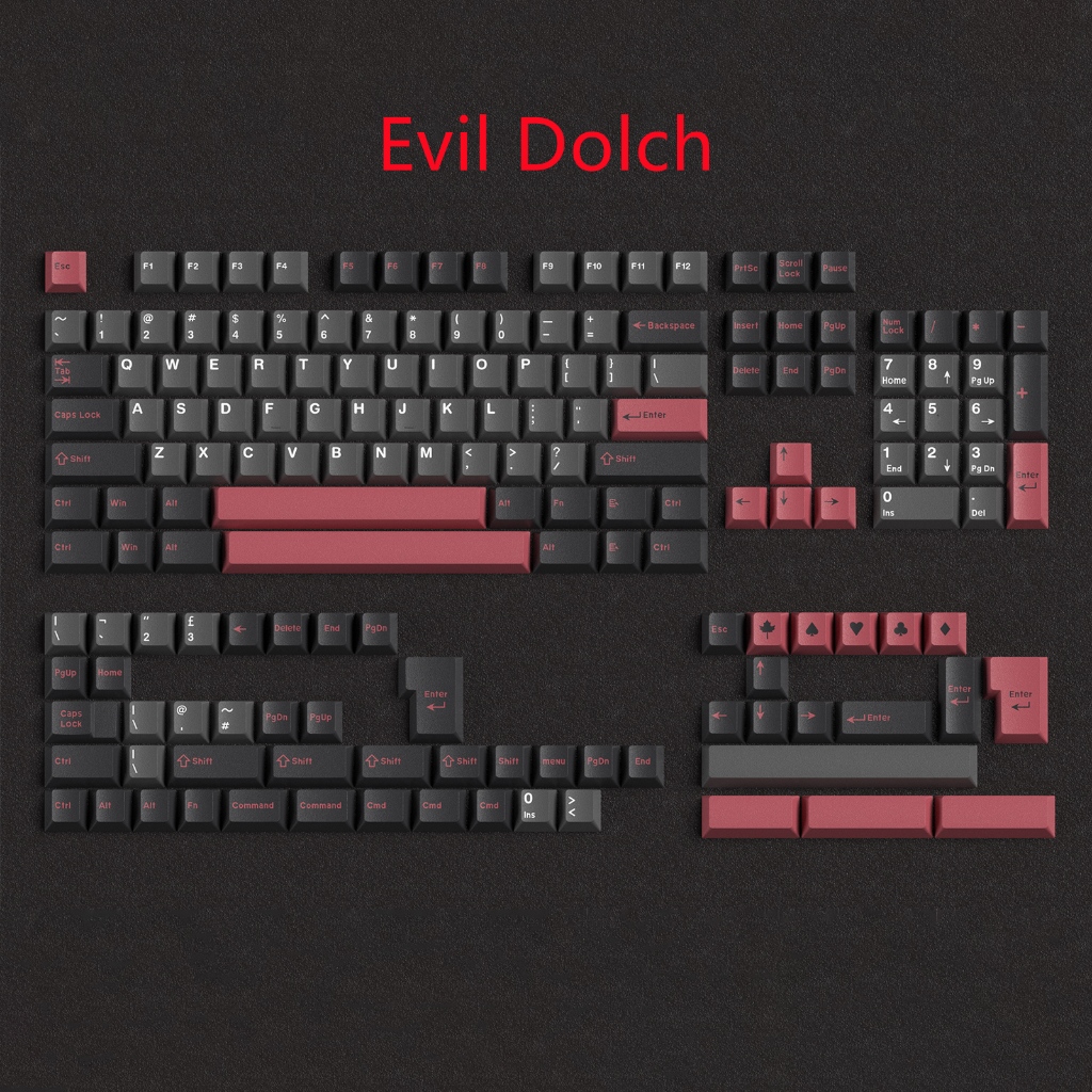 GMK Evil Dolch Keycaps 171 Keys ABS Double Shot Cherry Profile Keycaps ...