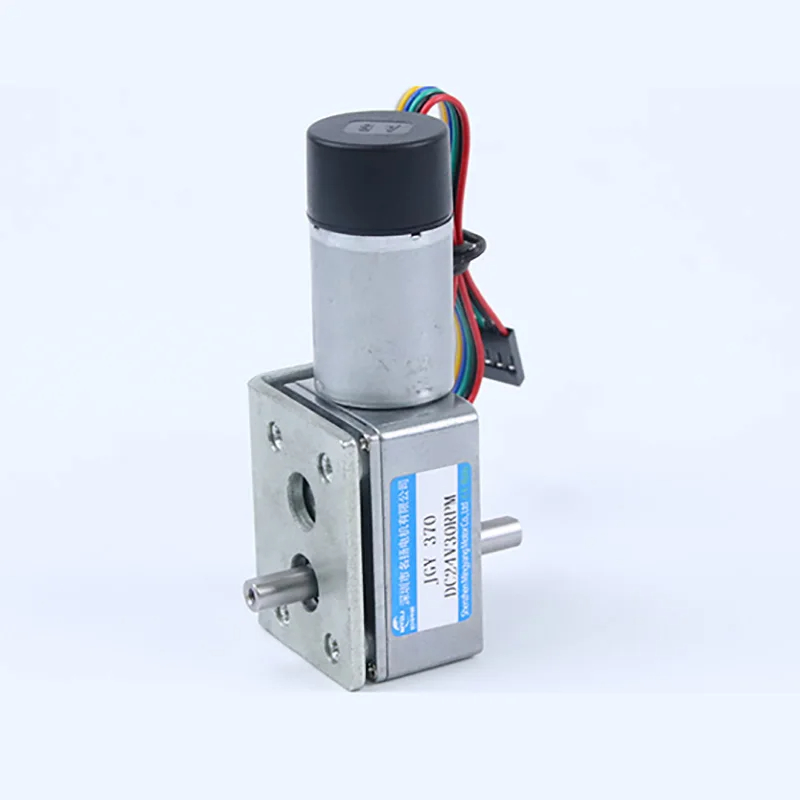 6V DC Speed Reduction Motor With Encoder JGY370 Double-shaft Worm Gear ...