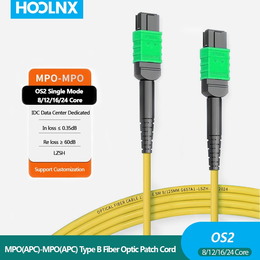 HOOLNX 8/12/16/24-Core MPO-MPO APC Single Mode Fiber Optic Patch Cables ...