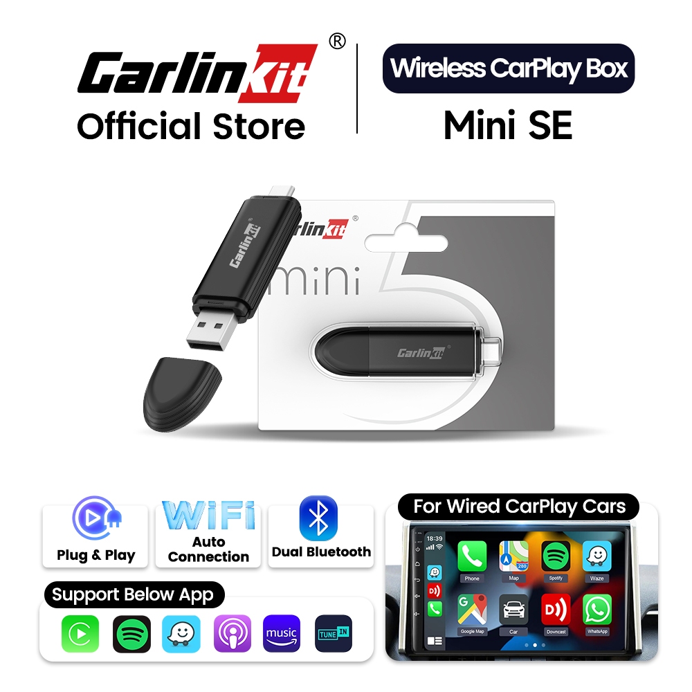 New CarlinKit Mini SE Wireless CarPlay Adapter For Wired CarPlay Cars ...