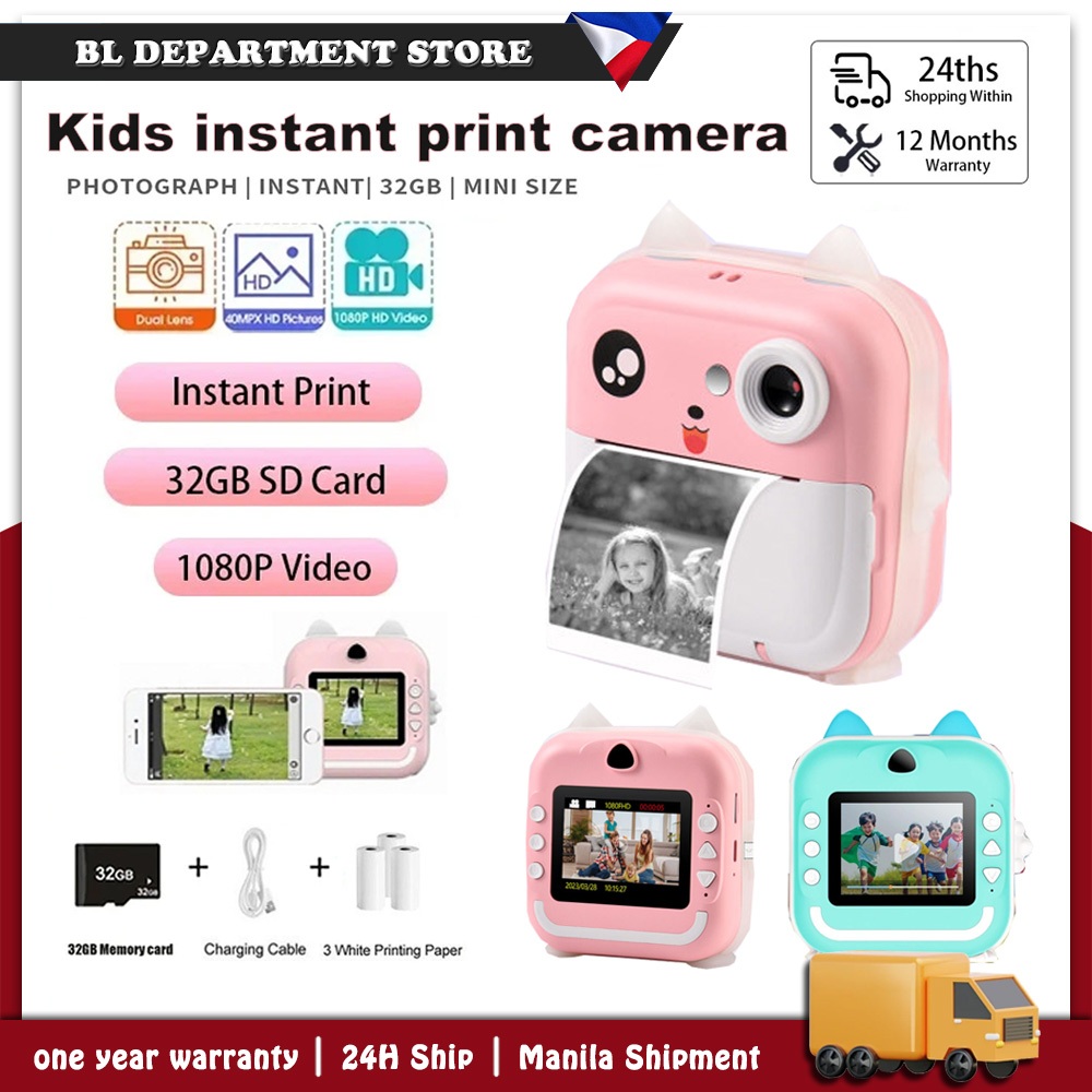 Camera Print Kids Camera With Printer 2.4inch IPS Screen with Thermal ...