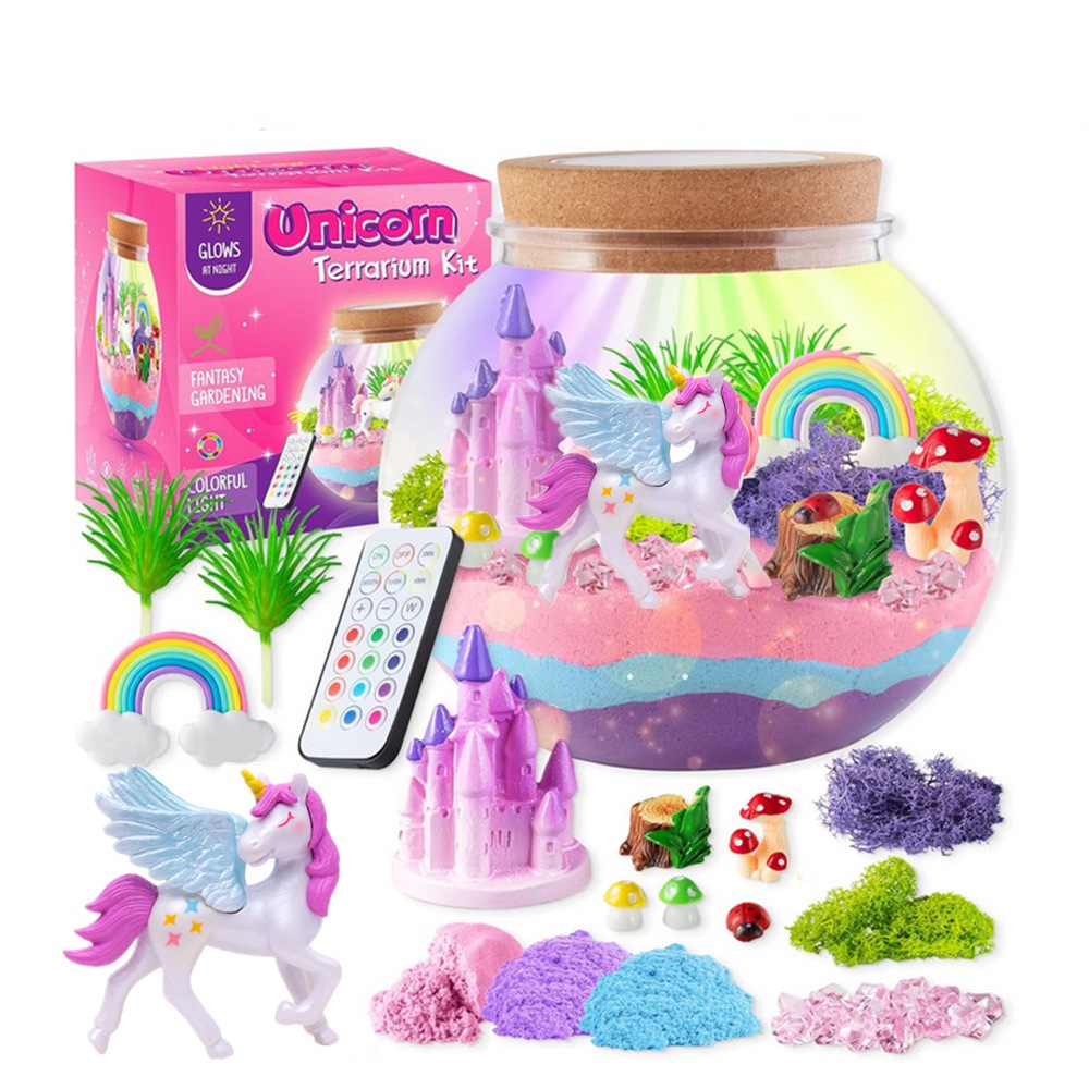 Unicorn Light-Up Terrarium Kit for Kids LED Night Light Birthday