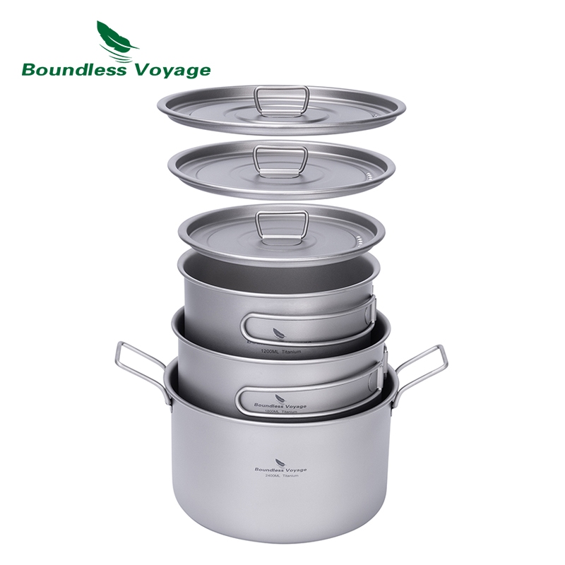 Boundless Voyage Titanium Pot Camping Cooking Set