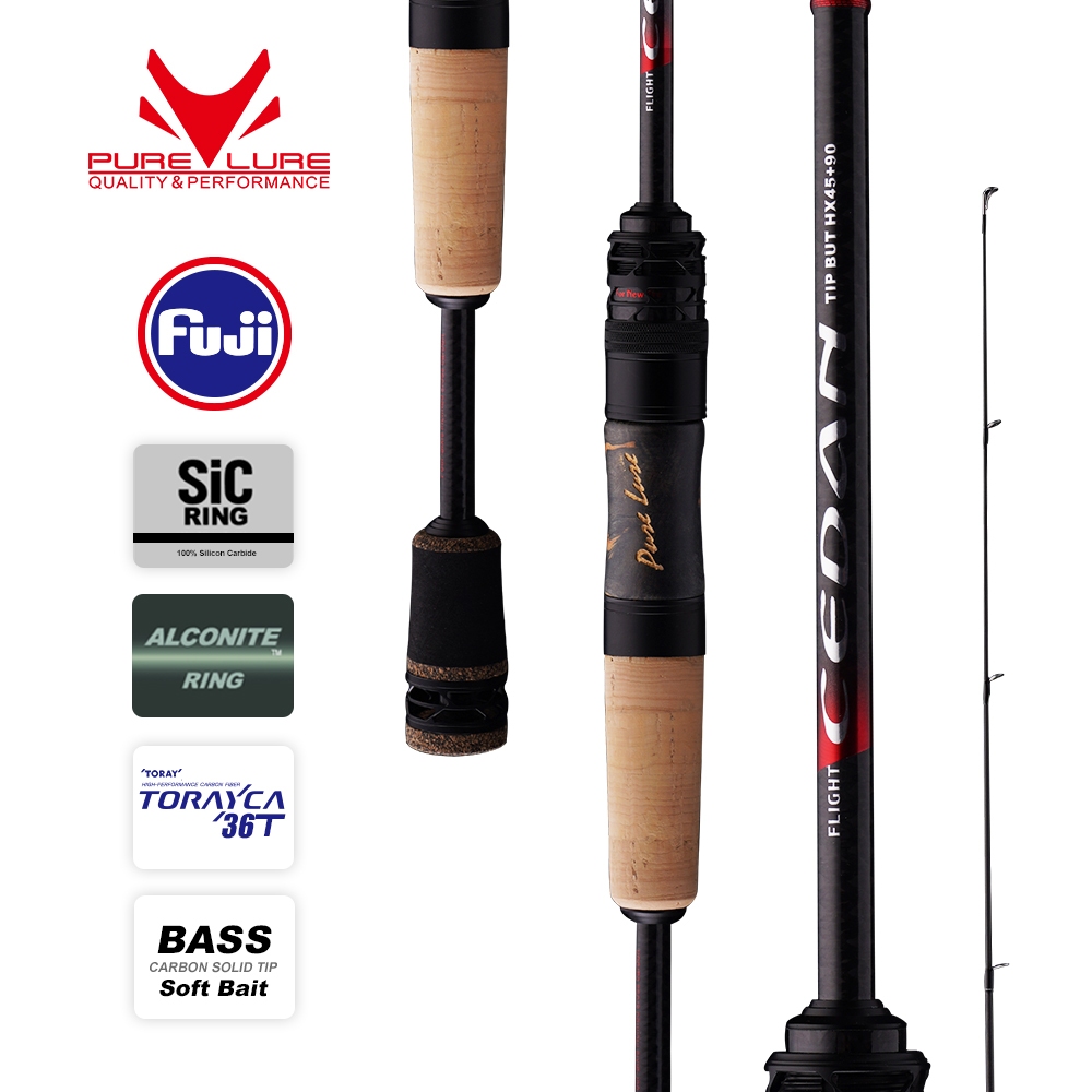 PURELURE NEW CEDAN Solid Tip Bass Rod 36T Carbon Casting Spinning ...