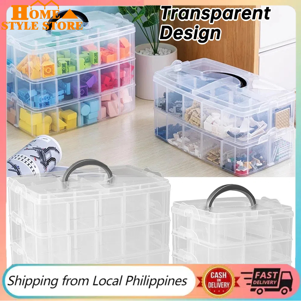 3-Layer 18/30 Slots Removable Storage Box Larger Capacity Craft Blocks ...